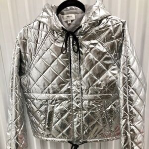 NEW Water Resistant Hooded Silver Jacket, L